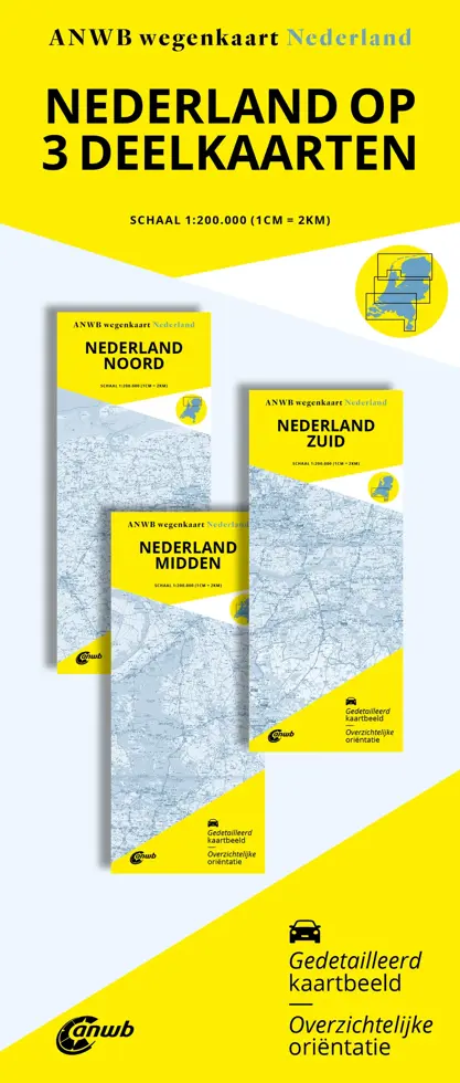 ANWB Wegenkaart Nederland Set Noord-Midden-Zuid