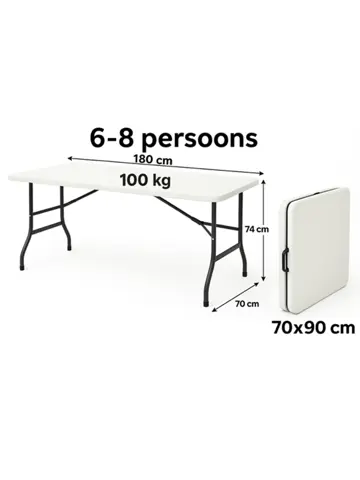 Campingtafel inklapbaar 180x70 cm - White