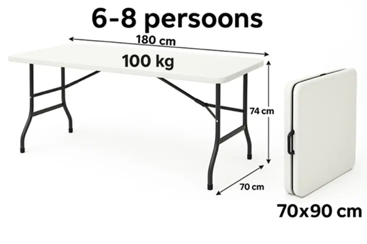 Campingtafel inklapbaar 180x70 cm - White