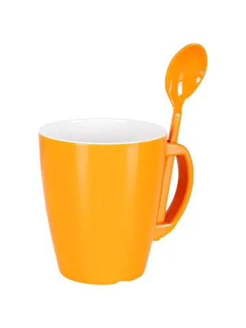 Mok met lepel Rainbow 390ml 4 Stuks