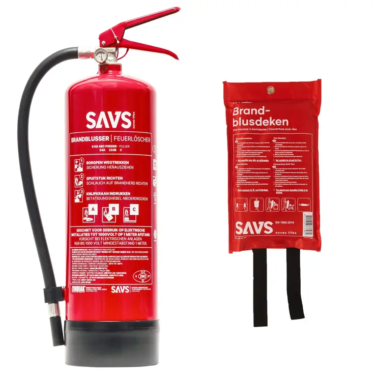 Brandblus box Poederblusser 6 kg en Blusdeken