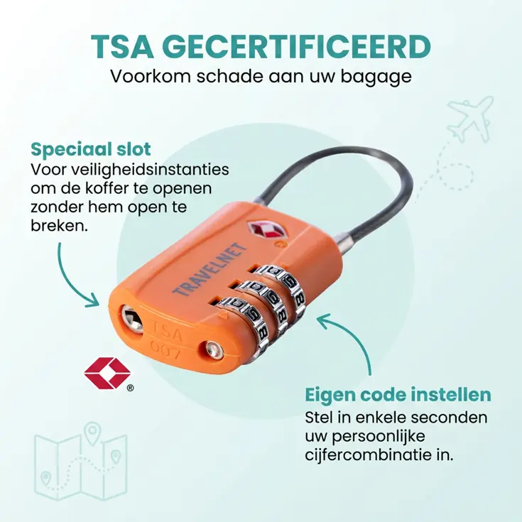 Travelnet TSA Reisslot met Cijfercode Set van 4