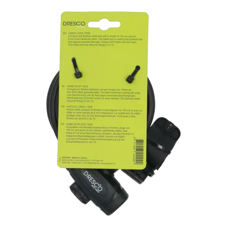 Compact kabelslot 150 cm, 2 sleutels