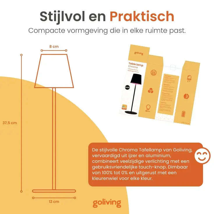 Chroma Tafellamp Oplaadbaar - 38cm - RGBW