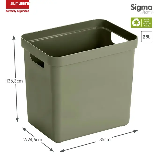 Sigma home - Opbergbox - 25L groen - 4-delig