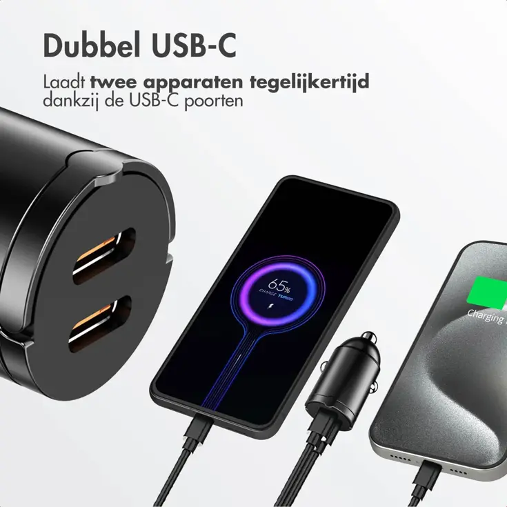 Autolader - 2x USB-C 65W