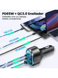 103W Autolader Snellader met 3 USB Poorten