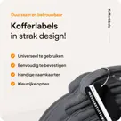 Aluminium kofferlabels – 4 stuks – Zwart