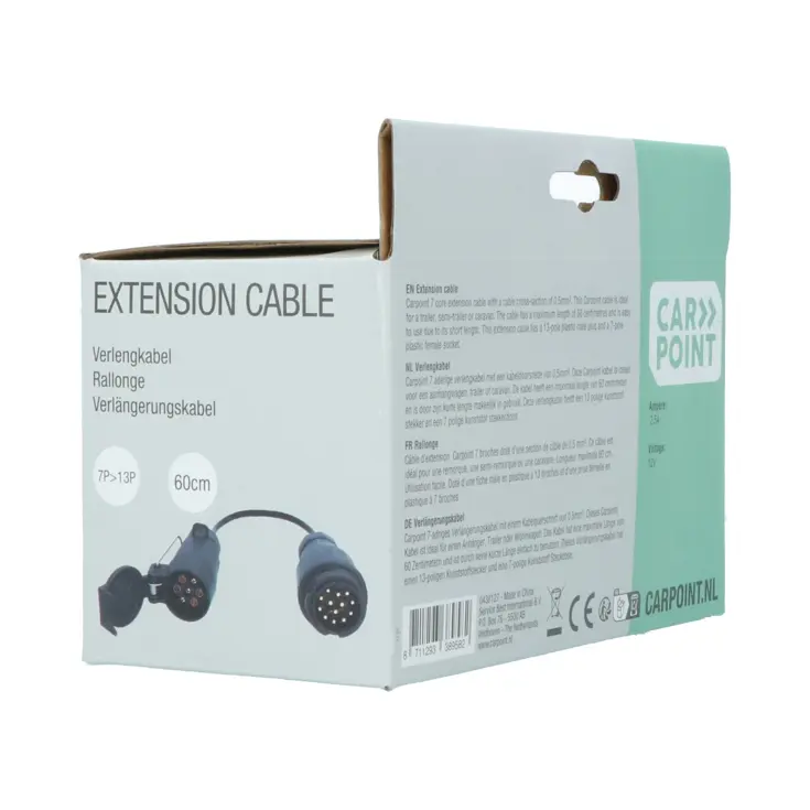 7-aderige verlengkabel 60cm voor aanhangwagen