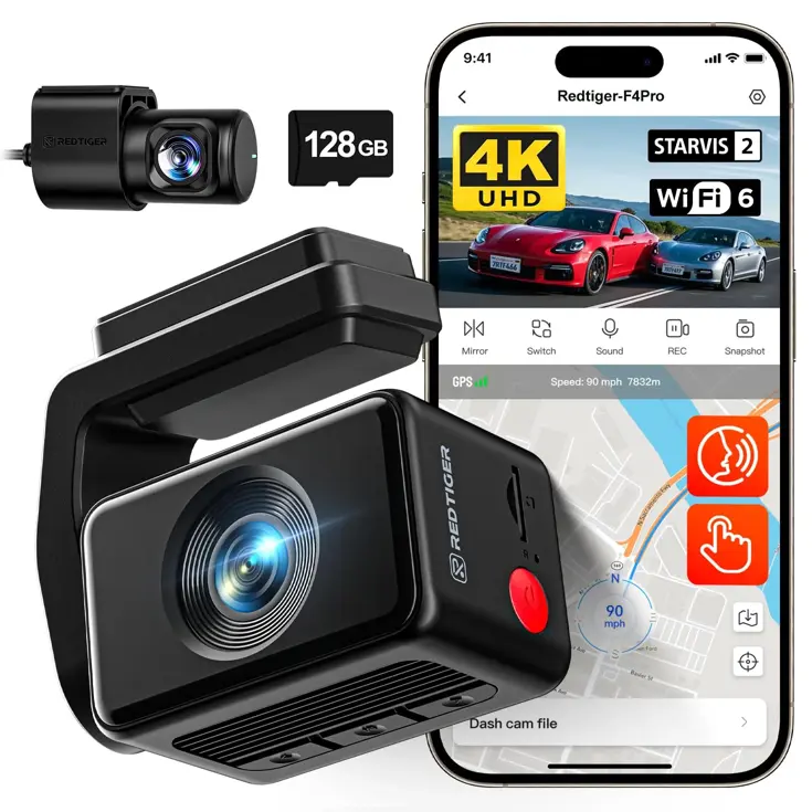 F4 Pro 2CH 4K Touch Wifi GPS 128gb dashcam