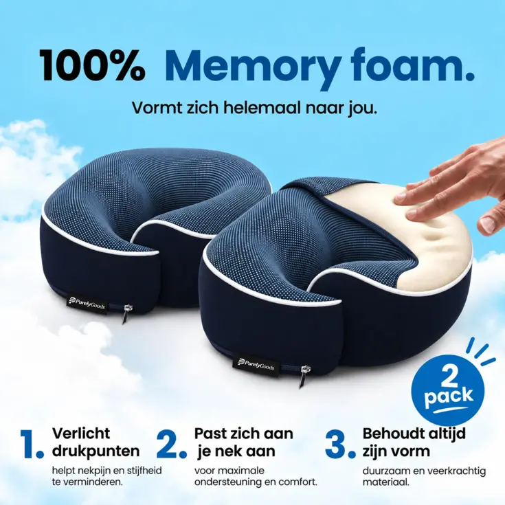 Reissets 2-Pack - Nekkussen Vliegtuig Memory Foam