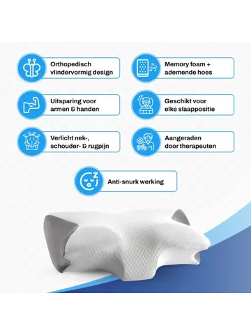 Vlinderkussen  Hoofdkussen Traagschuim Anti Snurk