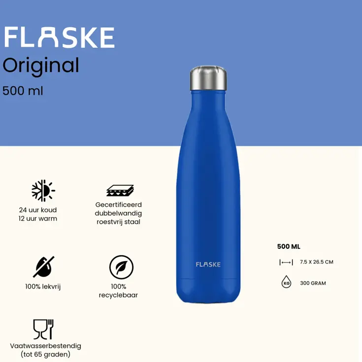 FLASKE 500 ml  RVS Drinkfles