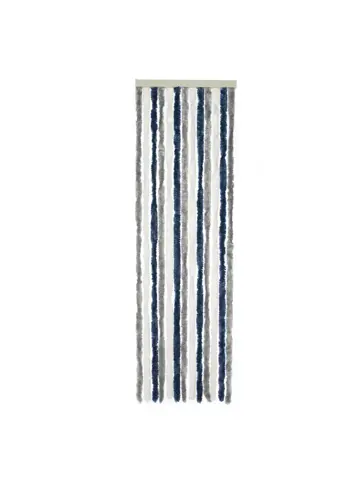 Chenille grijs/wit/blauw 56x185cm