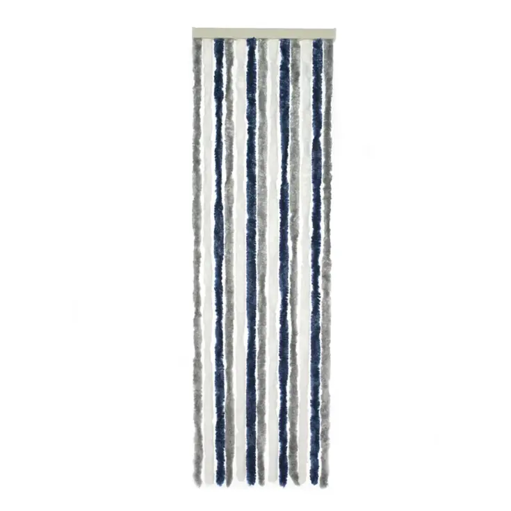 Chenille grijs/wit/blauw 56x185cm