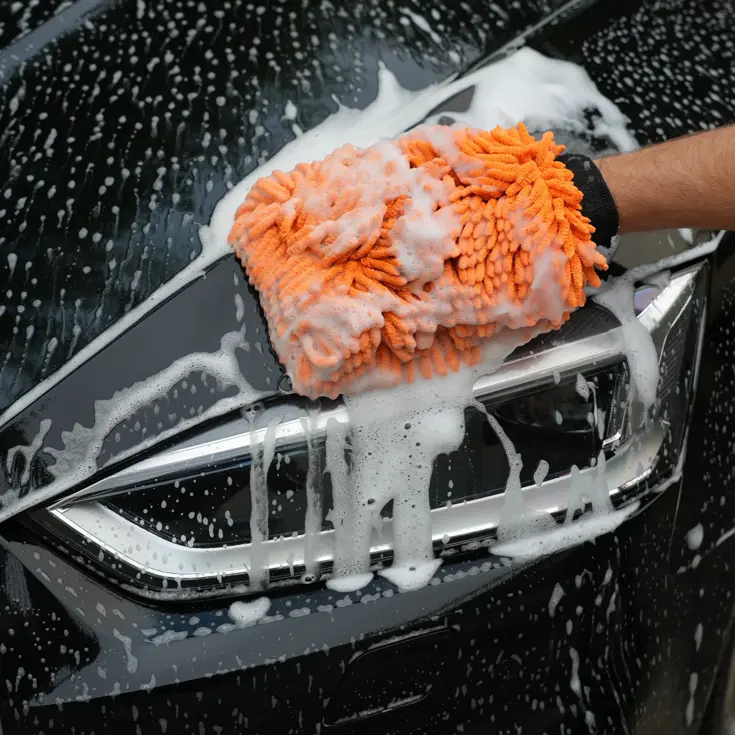 Microvezel Autowashandschoen Oranje