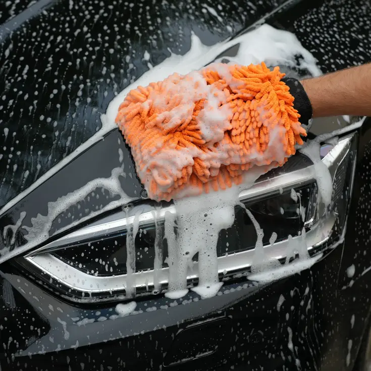 Microvezel Autowashandschoen Oranje