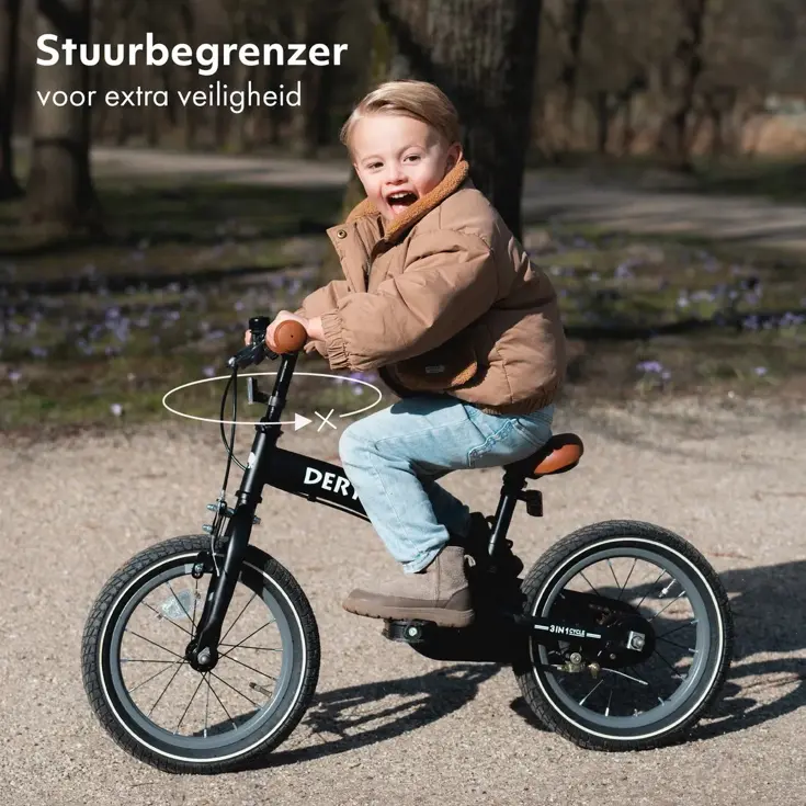 Luxe Kinderfiets 14 inch - 3 in 1 - Loopfiets