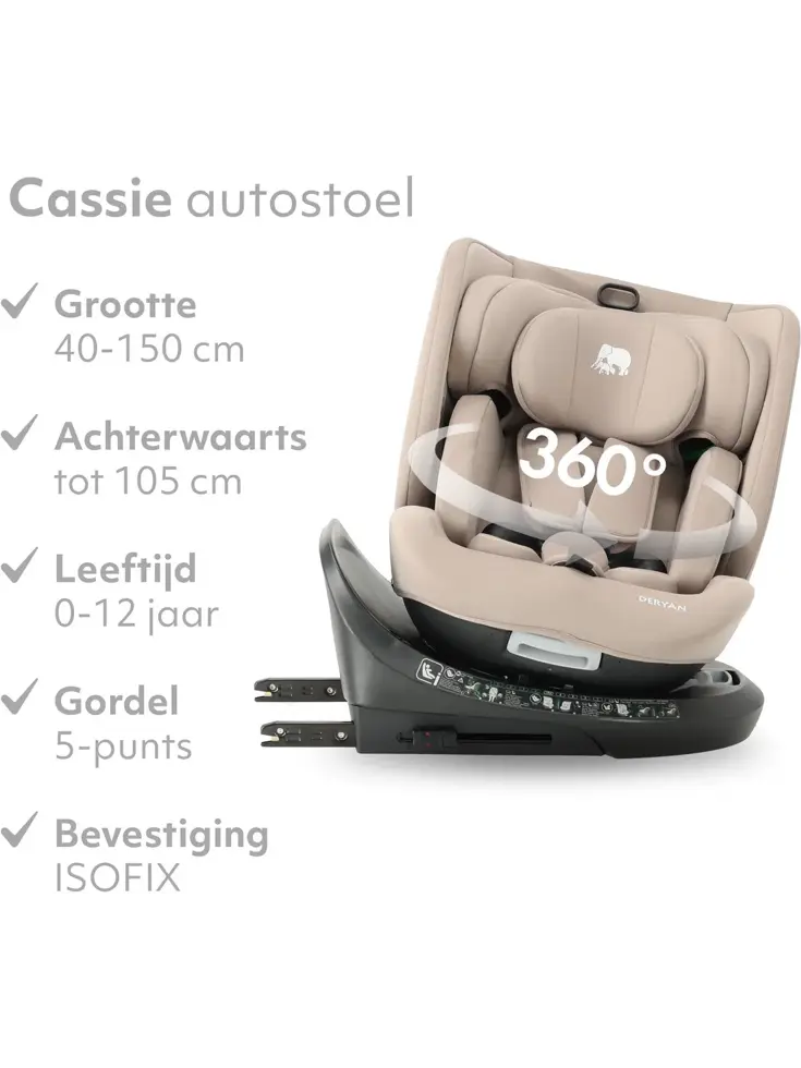 Cassie Luxe i-size/Isofix Autostoel - 360° rotatie