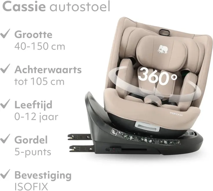 Cassie Luxe i-size/Isofix Autostoel - 360° rotatie