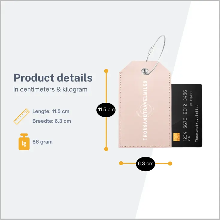 Bagagelabel – 4 stuks – Leer – Roze