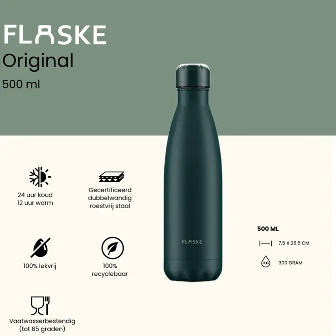 FLASKE 500 ml  RVS Drinkfles