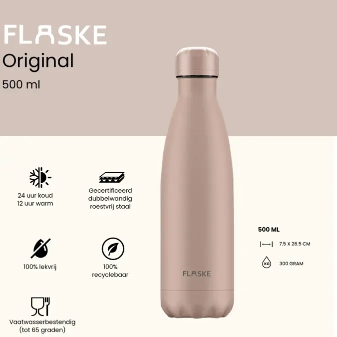 FLASKE 500 ml RVS Drinkfles