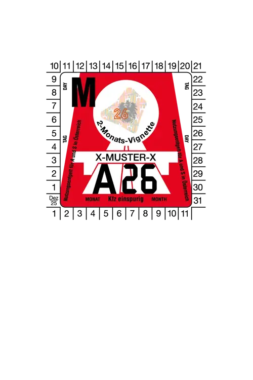 Vignet Oostenrijk Motor 2 maanden 2026 - ANWB 