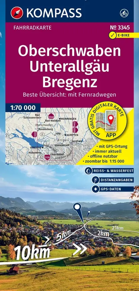 Fietskaart FK 3345 Oberschwaben