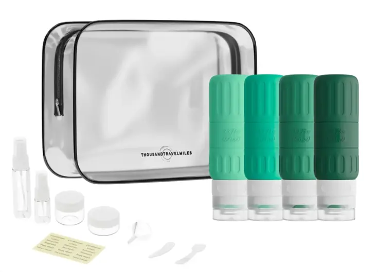 Toilettas met reisflesjes – 12-delig – Groen