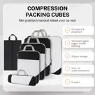 Compressie Packing Cubes – 6 stuks – Zwart