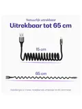 Flex USB-A naar Lightning Krulsnoer 1M Zwart