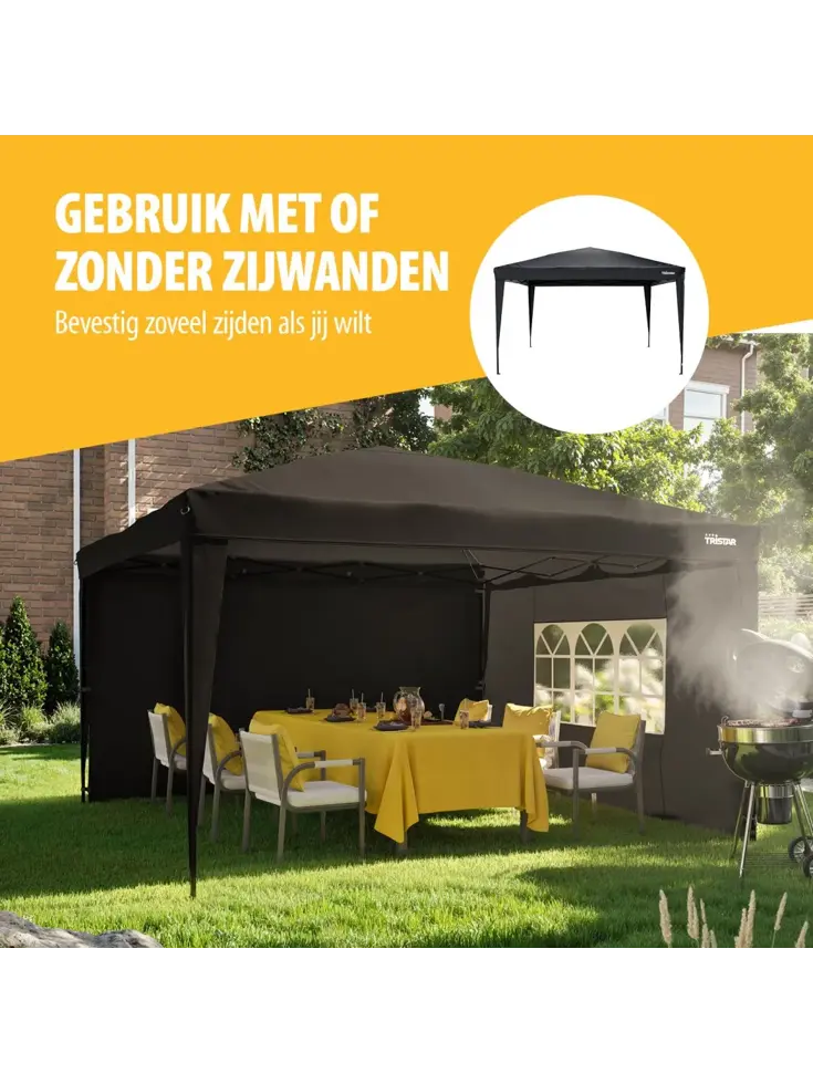Partytent 3.6x3.6m - PT-7807 - Easy Up - Antraciet