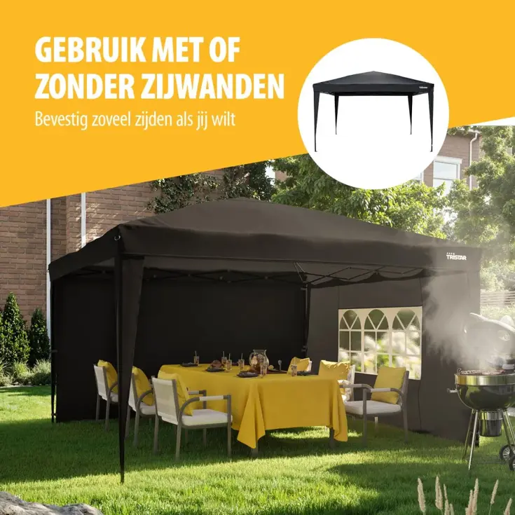 Partytent 3.6x3.6m - PT-7807 - Easy Up - Antraciet
