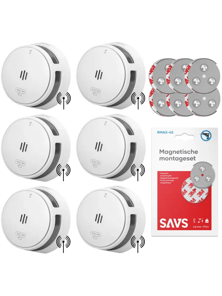 S10-W Koppelbare rookmelder met magneet 6pack