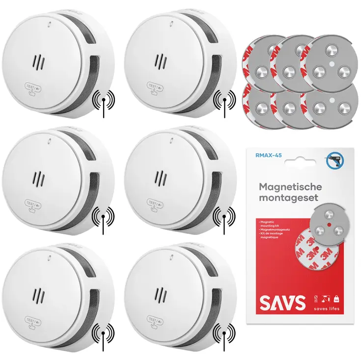 S10-W Koppelbare rookmelder met magneet 6pack