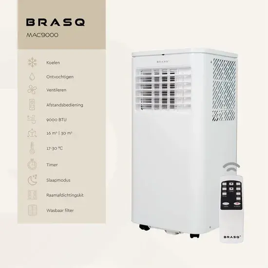 Mobiele airco met afstandsbediening -  9000 BTU