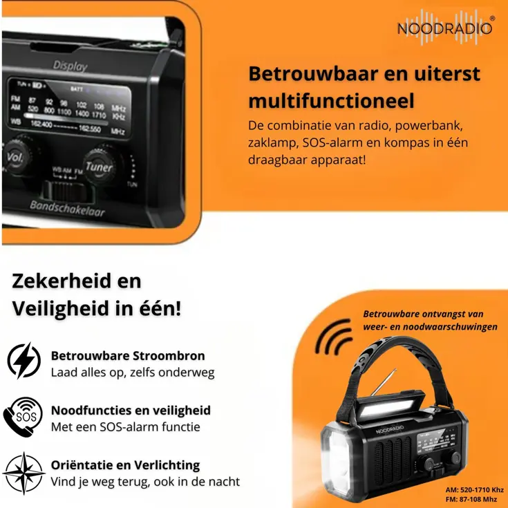 Noodradio 10.000mAh + Zaklamp
