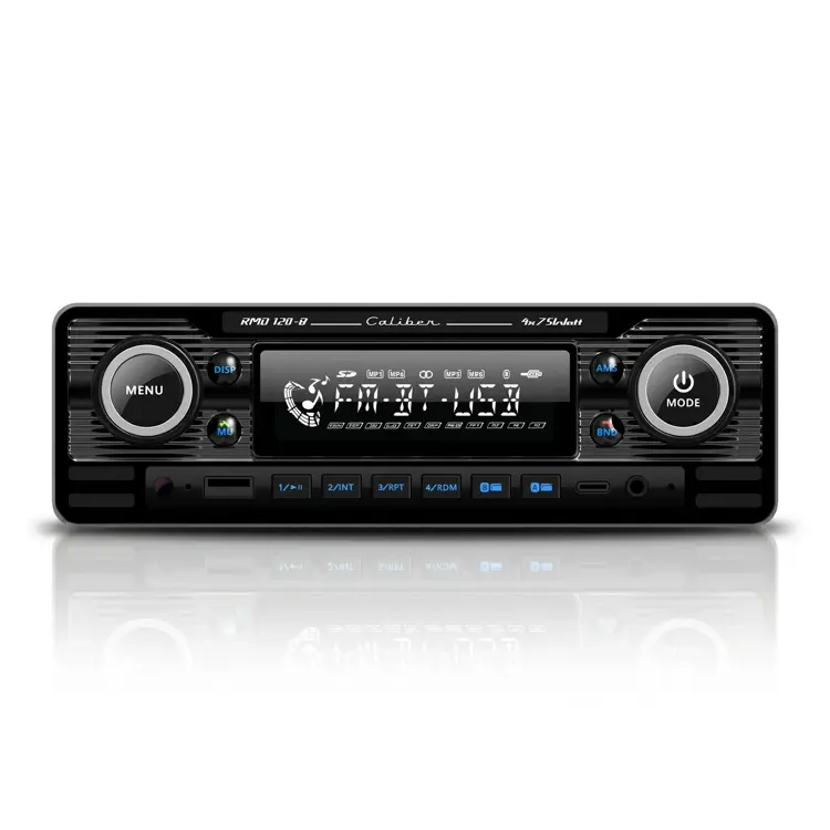 1-DIN Retro Autoradio Zwart Bluetooth USB-C