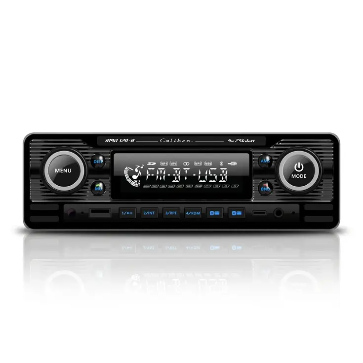 1-DIN Retro Autoradio Zwart Bluetooth USB-C