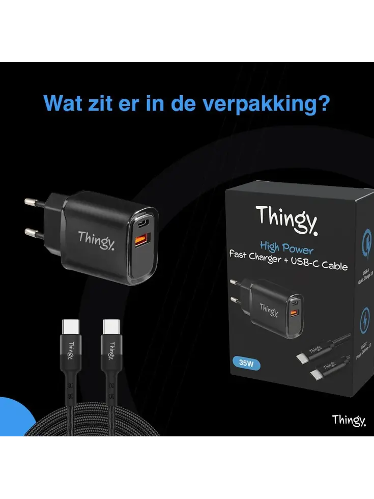 Snellader 35W USB-A & USB-C Met Kabel