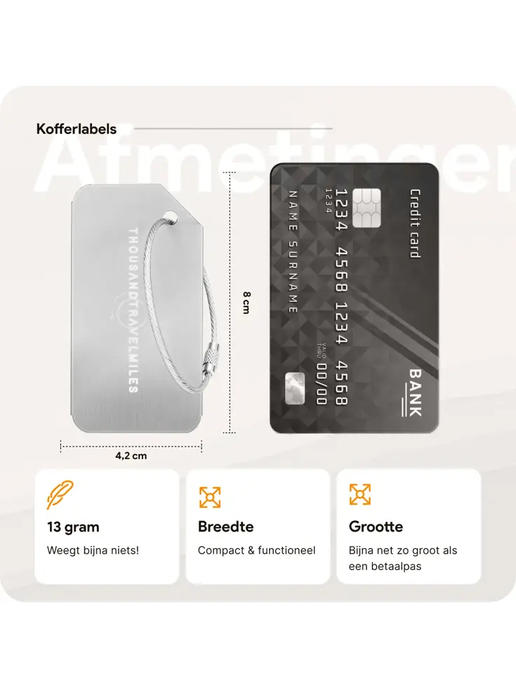 Aluminium kofferlabels – 4 stuks – Zilver