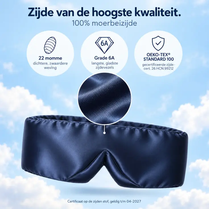 Zijden Slaapmasker - Verduisterend - Donkerblauw