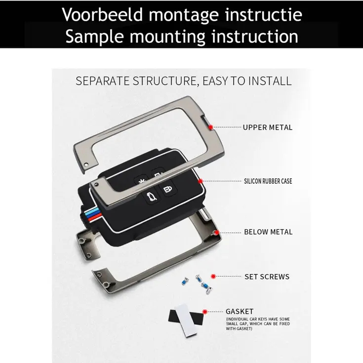 Metalen Sleutelhoesje voor Mitsubishi grijs B