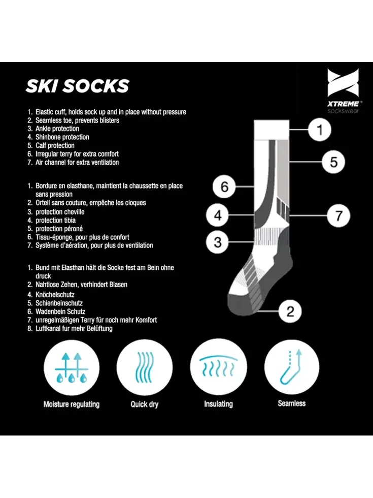 6 paar - Unisex - Skisokken
