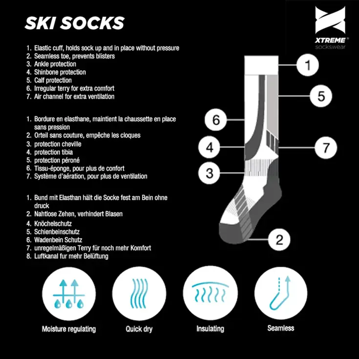 6 paar - Unisex - Skisokken