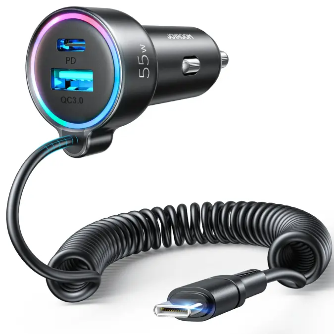 Bedrade USB-C Autolader - Zwart - Joyroom