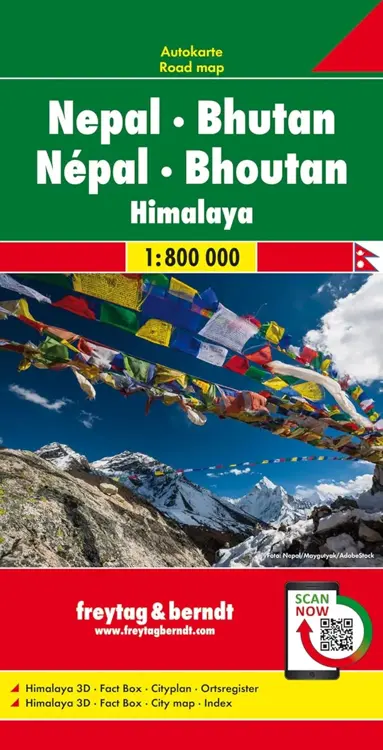 Wegenkaart Nepal - Bhutan