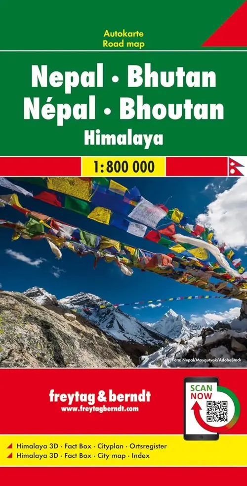 Wegenkaart Nepal - Bhutan