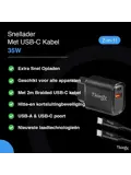 Snellader 35W USB-A & USB-C Met Kabel